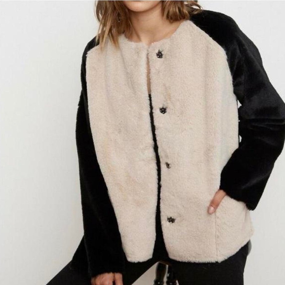 NEW/NEVER WORN! Velvet by Graham & Spencer Ray Faux Fur Colorblock Jacket